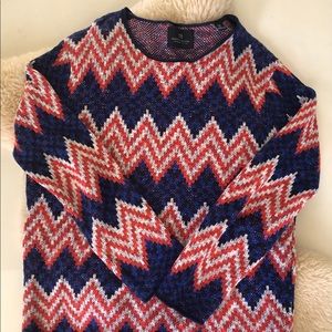 Scotch & Soda Blue & Red Chevron Oversized Sweater